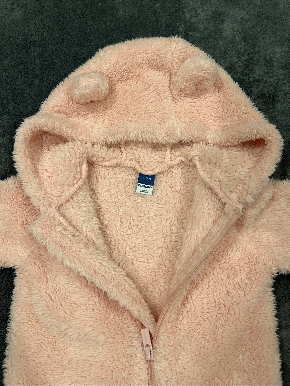 Old Navy Baby Plush Hooded One-Piece in Light Pink